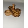 AramediA Handmade Olive Wood Double Round Container, Spices, Condiments, Salt