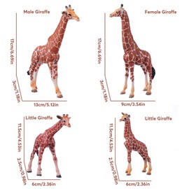 JOKFEICE Wild Animal Figures - 4pcs Realistic Giraffe Family Action Model - Early Educational Toy, Birthday Cupcake Topper Gift for Boys and Girls
