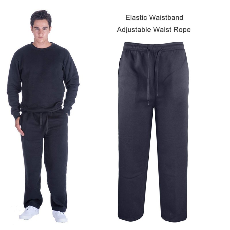 Mens Sweatpants Athletic Leg Opening Fleece Jogger Pants with Pockets