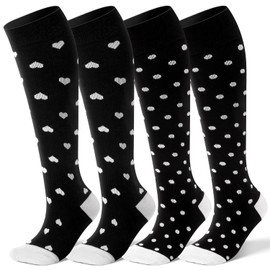 2 Pairs Bamboo Plus Size Compression Socks Wide Calf for Women and Men 15-20 mmHg Knee High Support Stockings for Circulation, Swelling, Travel, Nurses, Pregnacy