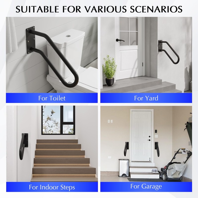 Hand Rails for Outdoor 1-2 Steps, Indoor Stairs, Bathroom, Wall