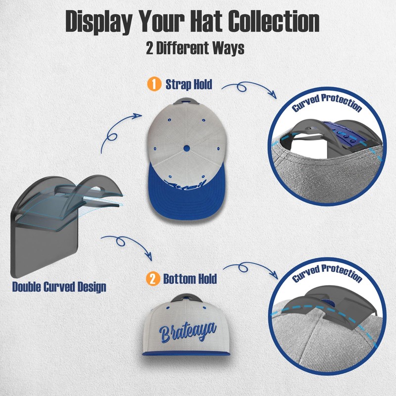 BRATEAYA Hat Hooks for Baseball Caps Wall Mount (20 Pack),