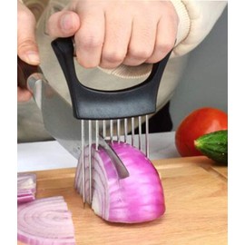 BeeSpring Slicer Meat Slicer, Food Slice Assistant Onion Holder Slicer, Kitchen Gadgets kitchen Utensil Holder - Stainless Steel Vegetable Holder Cutting Kitchen Gadget Onion Peeler 1pcs