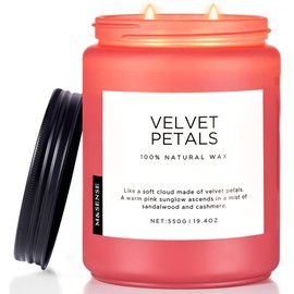 M&SENSE Velvet Petals Large Soy Candles for Home Scented, Sandalwood Floral Organic Natural Soy Wax Candle 19.4oz 110 Hour Long Lasting, Luxury Flower Fragrance Highly Scented Candle Gifts for Women