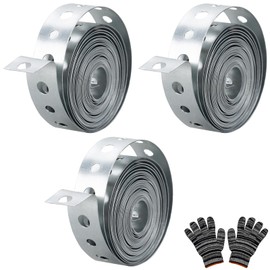 AxiSculpt Galvanized Metal Pipe Strap 3/4-Inch x 10-Feet 27-Gauge for Pipe Support Hanging and Flexible Trimming with Holes, 3 Pack