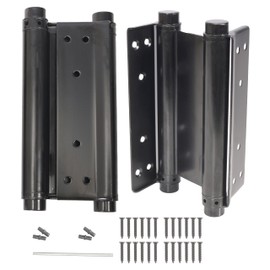 Pair of 8" Black Heavty Duty Double Action Spring Hinges, Self Closing Door Hinges for Cafe Saloon Pub Swinging Doors, 201 Stainless Steel, Including Pins and Screws