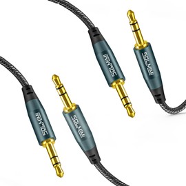 SOLMIMI 2-Pack 3.5mm Male to Male Stereo Audio Cable Strong Nylon Braided TRS Stereo Hi-Fi Sound AUX Cord for Car, Headphones, Speakers, Smartphones, Home Stereos (4 Feet/1.2m)