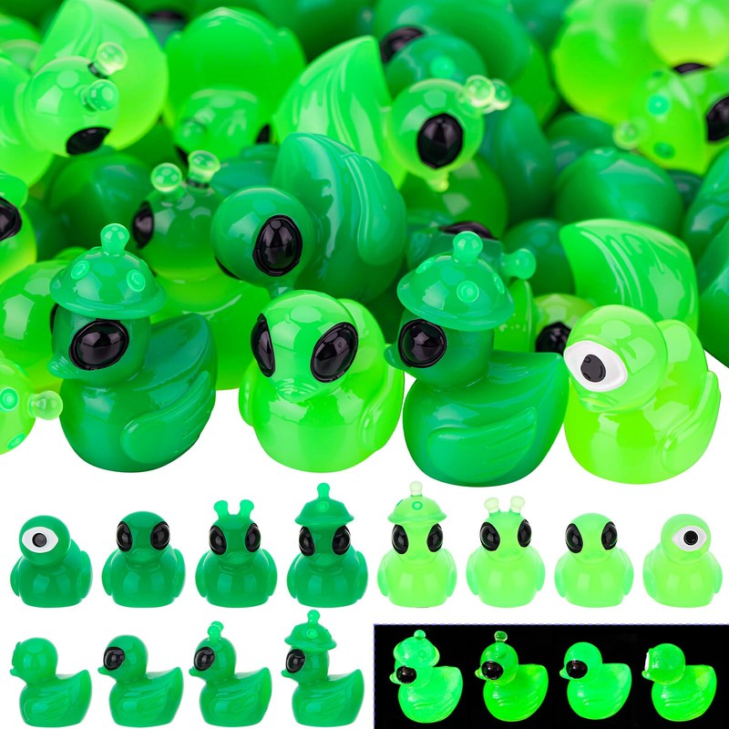 GGSTDDUP 64 Pcs Mini Resin Alien Ducks Figures, Tiny Alien