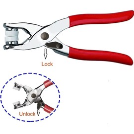 JAUEIVR Snap Fasteners Kit - 100 Sets 10mm Pearl Prong Snap Buttons with Fastener Pliers Press Tool Kit for Sewing Crafting (Clear White)