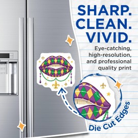 (2 Pack) Mardi Gras Lips Magnets - Festive Lip Decor - Carnival Party Decorations - 5" On Longest Side - for Cars, Fridges, Toolboxes - Made in USA - MAG5771