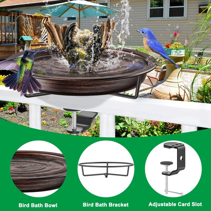 VeyFolzin.st Deck Mounted Bird Bath for Outside, Detachable Birdbath Bowl
