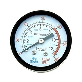 Create idea 1/4 Inch BSP Thread Air Pressure Gauge Dial Type Male Threaded Round Air Compressor Gauge 0-180psi 0-12 Bar