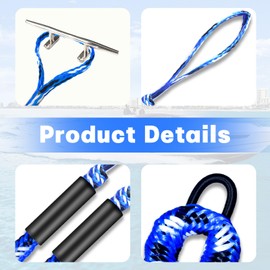 2 Pack Boat Bungee Dock Lines Boat Marine Rope, Jet Ski Dock, Boating Seadoo Pontoon Waverunner Accessories (Blue White)