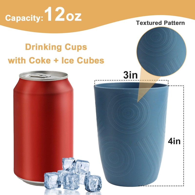 BUSOKIP Premium Wheat Straw Cups Drinking Glasses Set of 6