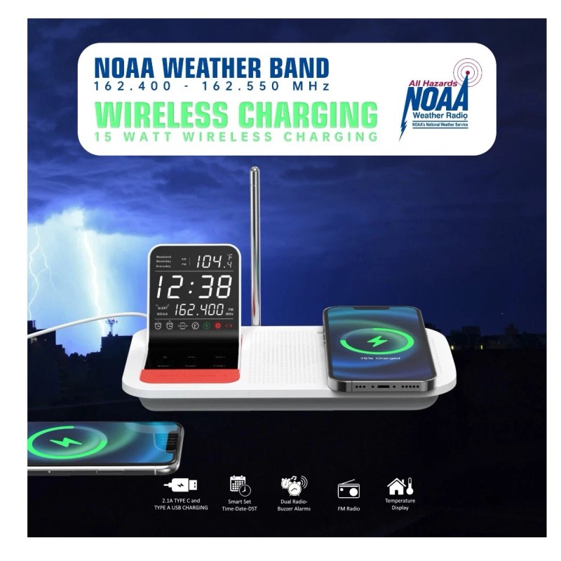 Emerson Radio NEW Emerson SmartSet Weather Band, Dual Alarm Clock
