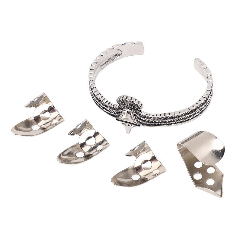 Guitar Pick Set with Alloy Bracelet Stainless Steel Finger Thumb
