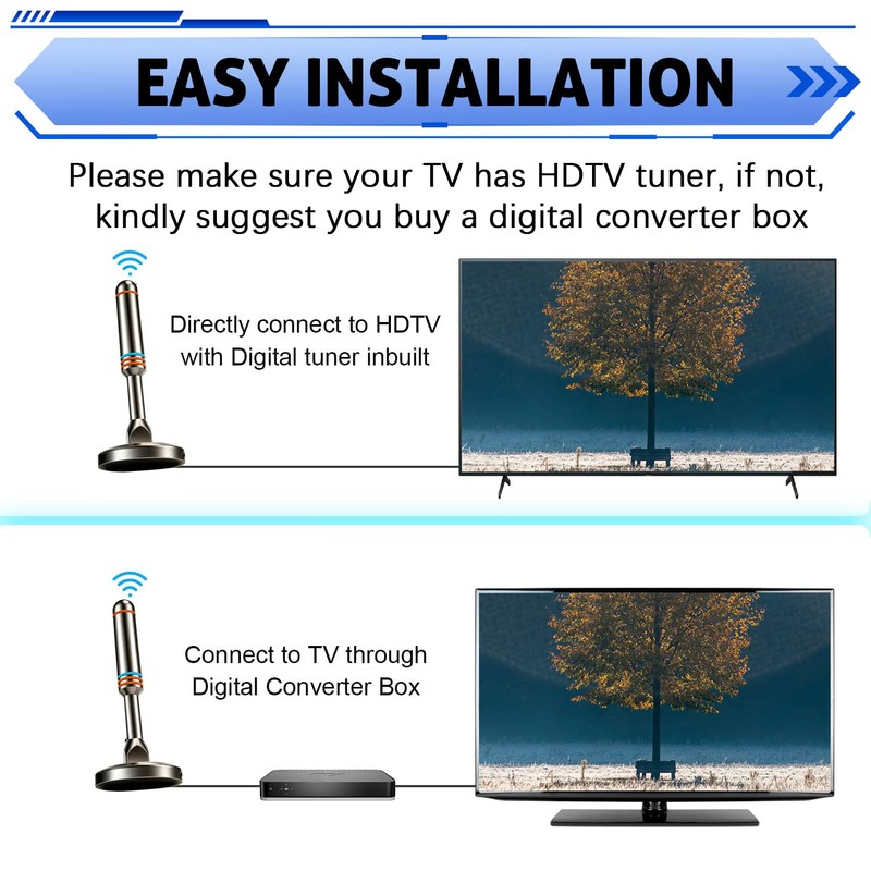 Digital HDTV Antenna,Satellite HD TV Antenna with 121Miles, Directional 360