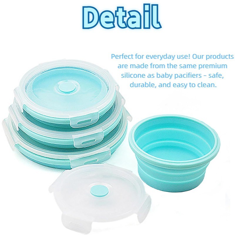 Ristpal 4pack Collapsible Silicone Food Storage Container Set，Multi-Use