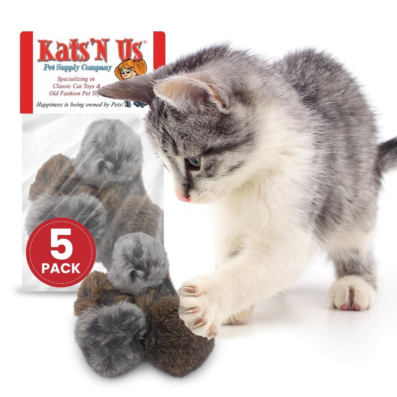 Kats'N Us 2 Inch Real Rabbit Fur Pom Pom Cat