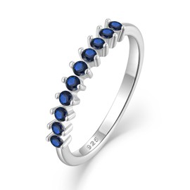 Lwsary Stackable Rings for Women 925 Sterling Silver Eternity Ring Anniversary Wedding Band Sapphire Ring September Birthstone Jewelry for Women Size 8
