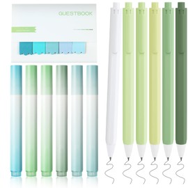 OFFCUP Pastel Highlighters, 13PCS Aesthetic School Supplies, 6pcs No-Bleed Highlighters, 6pcs Retractable Rollerball Pens Ink Gel Pens, 1PC Sticky Tabs, Cute Stationary for School Office Home (Green)