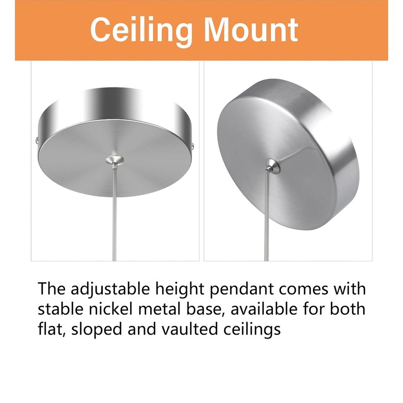 2 Pack Chrome Cylinder Pendant Lights for Kitchen Island, Modern