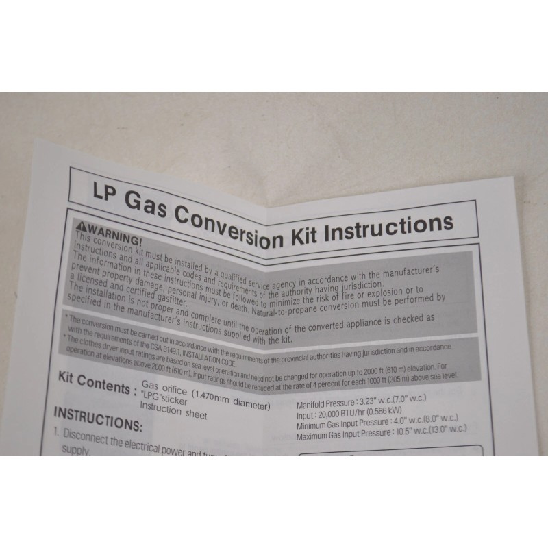 LG New Genuine OEM LG Dryer LP Propane Conversion Kit