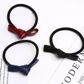 leather ribbon hair tie / 레더 리본 머리끈