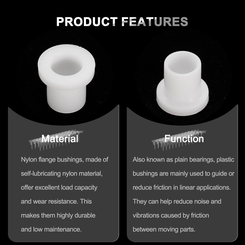 sourcing map 12pcs Flanged Sleeve Bearings Plastic Bushings ID 8mm