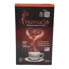 Nuvia Healthy Gourmet Instant Coffee, Dairy Free, Lactose Free, No GMOs, No Salt, Soy Free, Vegan, with Organic Ganoderma, Pomegranate and African Mango Extracts, 30 packets, 3.7g each, Pack of 1