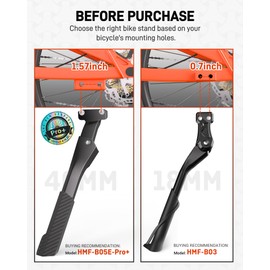 HENMI Bike Kickstand for 24-29 Inch Bicycle, 2 Holes Extra Stable Max Load 176LBS, Non-Slip Base Adult Bicycle Kickstand for Mountain Bike, E-Bike