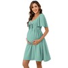 FUNJULY Maternity Dresses for Baby Shower Women's Knotted V Neck