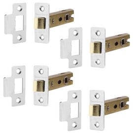 Decoranddecor 3 Inch Tubular Mortice Latch for Internal Doors, Fire Rated (4 Pack, 57-76mm, Polished Chrome)