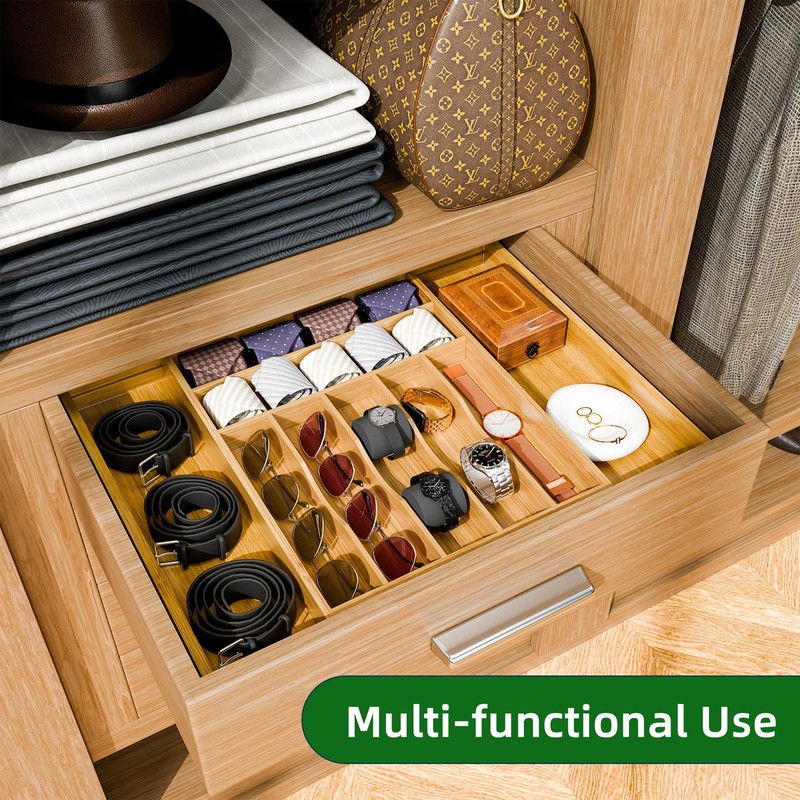 Simple Trending Bamboo Kitchen Drawer Organizer, Expandable Silverware Organizer, Utensil