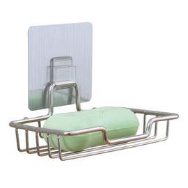 Adhesive Soap Dish, Admeya Stainless Steel No Drilling Powerful Sponge Holder Tray with Powerful Wall Mounted for Shower, Bathroom, Kitchen