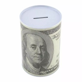 Only One Stop Shop Tin Money Piggy Bank Savings 6.5" Franklin Coin Jar Box Saver - Kids Collection