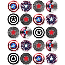 Scoleswall Stickers 20 Pcs Per Pack Captain Aesthetic America Colorful Shield Vinyl Logo Laptop Waterproof Skateboard Bike Bumper Car Guitar Water Bottle Luggage, White, 2.1 x 2.1 inch