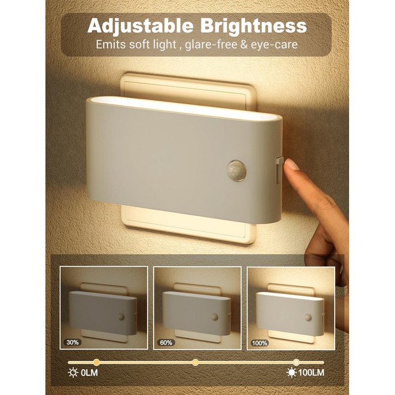 Night Light Socket with Motion Sensor, Pack of 2 Night