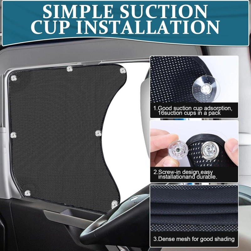 2Pcs For Semi-Truck Car Side Window Sun Shade Cover Shield