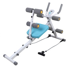 RustyVioum Ab Machine, Abs Abdominal Exercise Machine 2 in 1 Full Body Workout Exercise Foldable ABS Training Weight Bench Stool with LCD Monitor, Height Adjustable Ab Trainer Waist Cruncher Leg