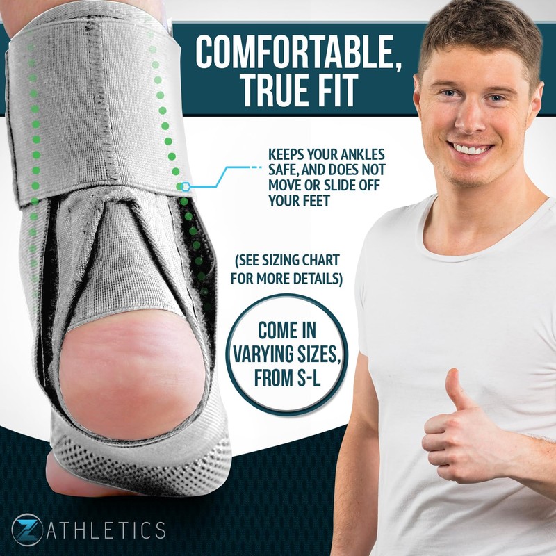 Z ATHLETICS Zenith Ankle Brace, Lace Up Adjustable Support –