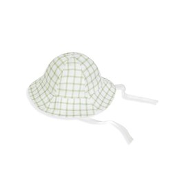Under The Nile Organic Cotton Muslin - Sunhat - Sage Windowpane, 12 to 24 Months