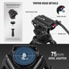 NEEWER 74" Video Tripod with Fluid Head & Damping Control,