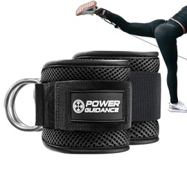 POWER GUIDANCE Ankle Strap for Cable Machine, Adjustable Ankle Straps for Working Out, Neoprene Pad for Glute Kickbacks & Lower Body Exercises