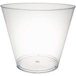 Party Essentials Disposable 9 oz Party Punch Cups | Old Fashioned Tumblers | Cocktail Glasses, 20 Count, Clear, Hard Plastic