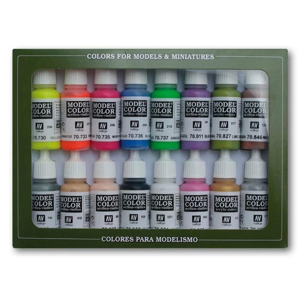 Vallejo Model Color Wargames Special Acrylic Paint Set - Assorted Colours (Pack of 16), Green, 17 ml (Pack of 16)