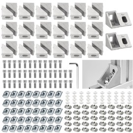 Aluminium Profile Angle Mounting Material Aluminium Profile 20 x 20 Angle Connector Corner Connector Wall Bracket 90 Degree Angle Grid for 2020 2020 Strut Profile, 3D Printer, CNC Router, DIY Projects
