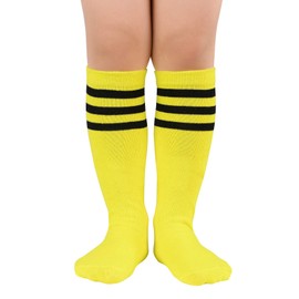 Kids Soccer Socks Knee High Socks for Toddler Boys and Girls Sport Socks 3-6 Years Yellow Black 1 Pack