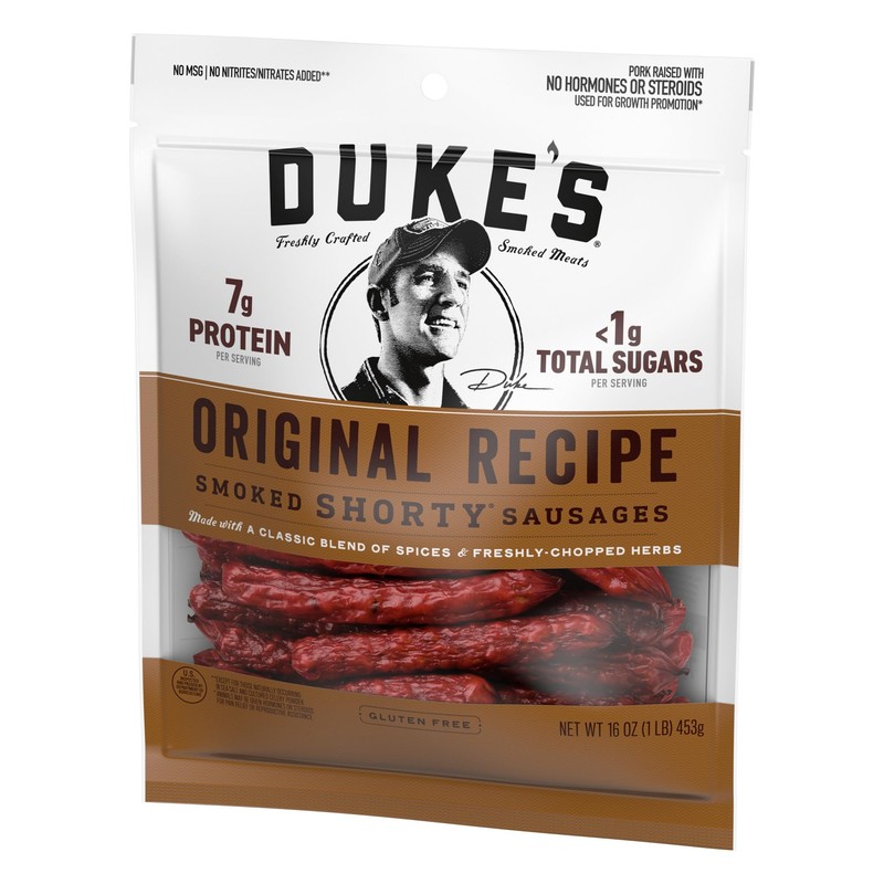 Duke's Pork Original Smoked Shorty Sausages, 7g Protein Per Serving,