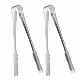 2 Pcs Stainless Steel Ice Tongs Perfect for Home Bar, Pubs & Restaurants (Silver Polished Stainless Steel)